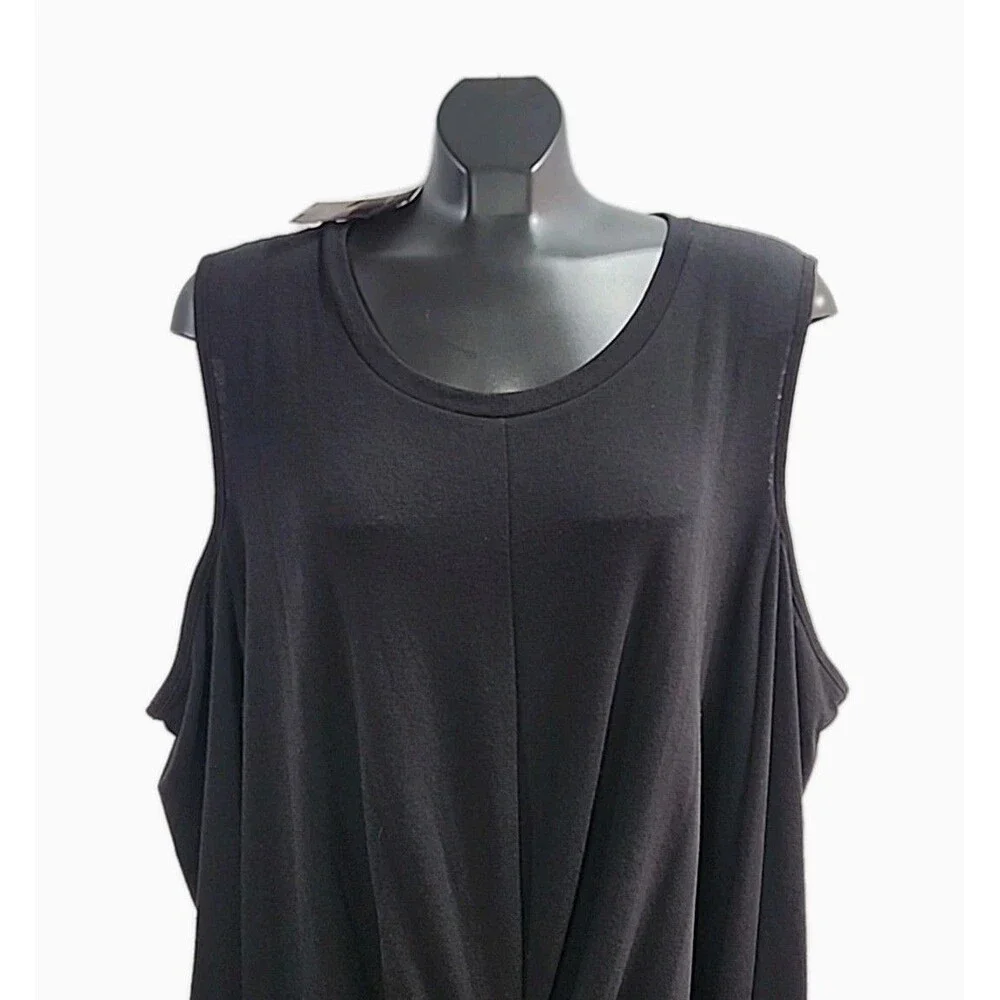Michael Kors Shirt Knit Women Plus Sz 3X Black Cold Shoulder Top Terry NEW